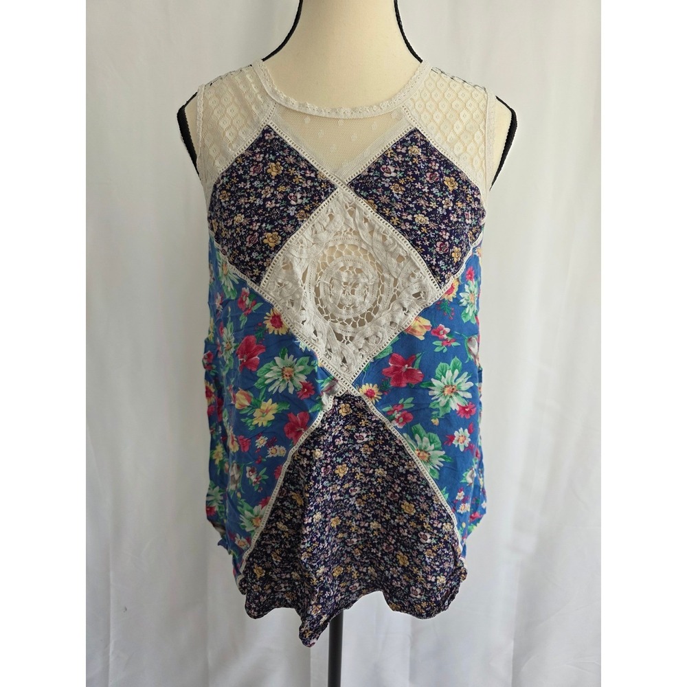 Vmgee Floral Patchwork Crochet Lace Sleeveless Top - Bohemian Festival